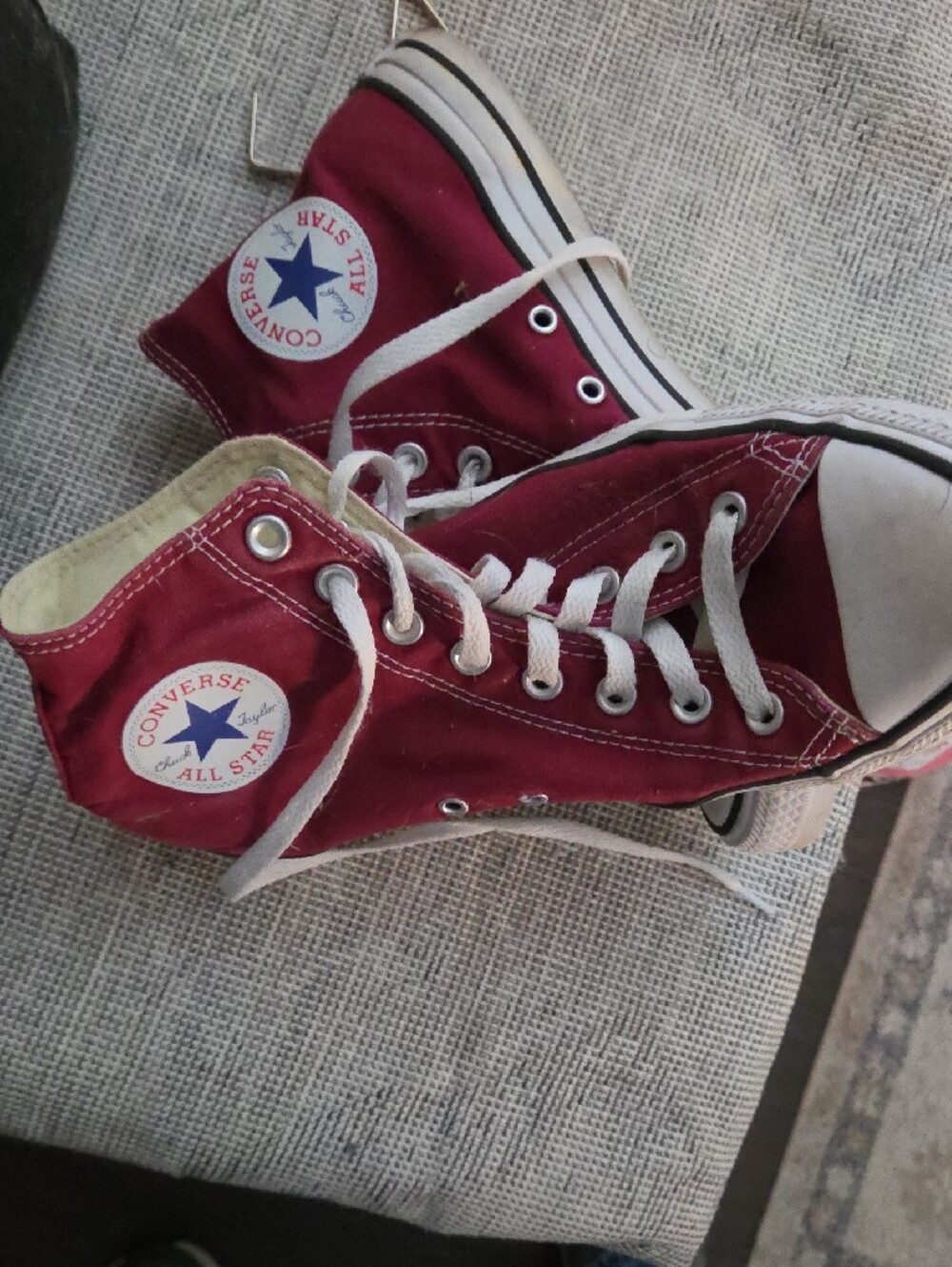 Converse Womens Burgundy High-Top Sneakers with White Accents - Picture 3 of 5